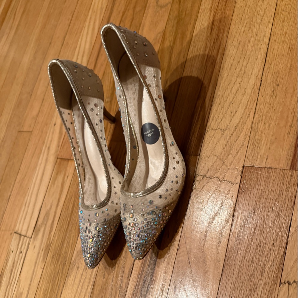 Rhinestone Mesh Heels – Gold/Champagne Size 6